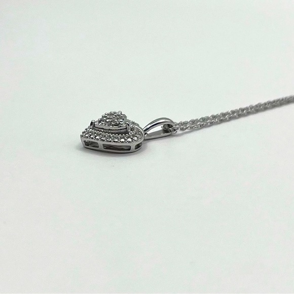 Heart Shaped Natural Diamond Sterling Silver Necklace - Picture 5 of 8